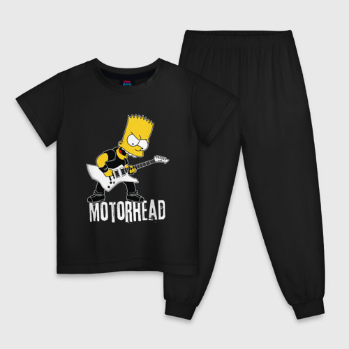 Детская пижама хлопок с принтом Motorhead Барт Симпсон рокер, вид спереди #2