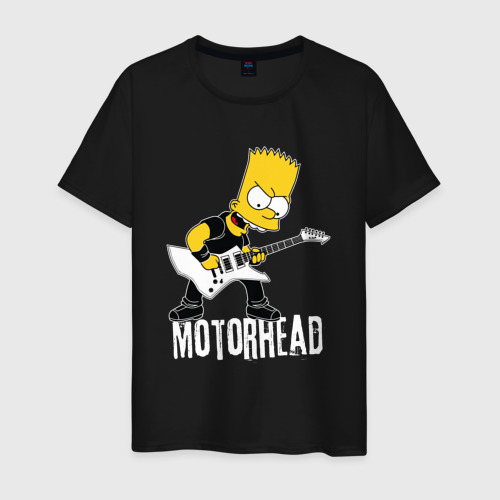 Мужская футболка хлопок Motorhead Барт Симпсон рокер, цвет черный