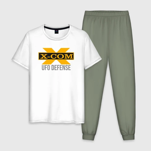 Мужская пижама с белой футболкой хлопок X-COM ufo defence