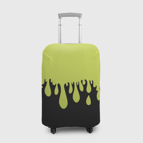 Чехол для чемодана 3D Зеленые капли на черном, цвет 3D печать
