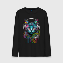 Мужской лонгслив хлопок Кот меломан