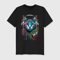 Мужская футболка хлопок Slim Кот меломан