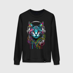 Женский свитшот хлопок Кот меломан