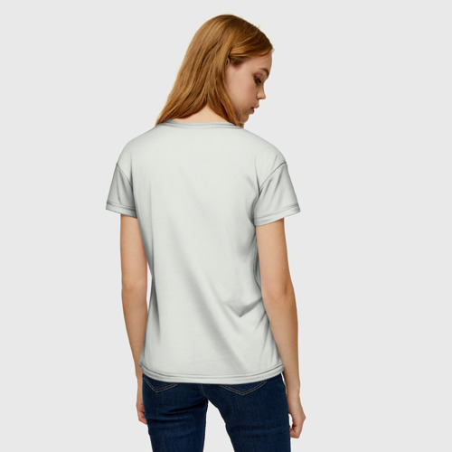 Женская футболка 3D с принтом Стилизованная кошка в геометрическом стиле, вид сзади #2