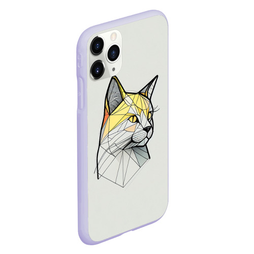 Чехол для iPhone 11 Pro матовый с принтом Стилизованная кошка в геометрическом стиле, вид сбоку #3