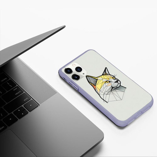 Чехол для iPhone 11 Pro матовый с принтом Стилизованная кошка в геометрическом стиле, фото #5