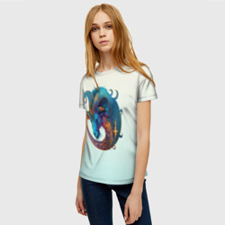 Женская футболка 3D Козерог на приятном светлом фоне - фото 2