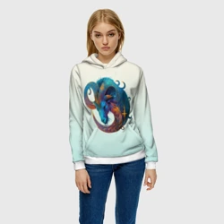 Женская толстовка 3D Козерог на приятном светлом фоне - фото 2