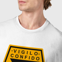 Футболка с принтом Vigilo confido для женщины, вид на модели спереди №4. Цвет основы: белый
