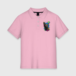 Женское поло хлопок Кот тусовщик