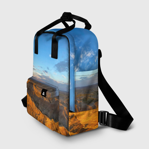 Женский рюкзак 3D с принтом Скалы и пустыня днём, фото на моделе #1
