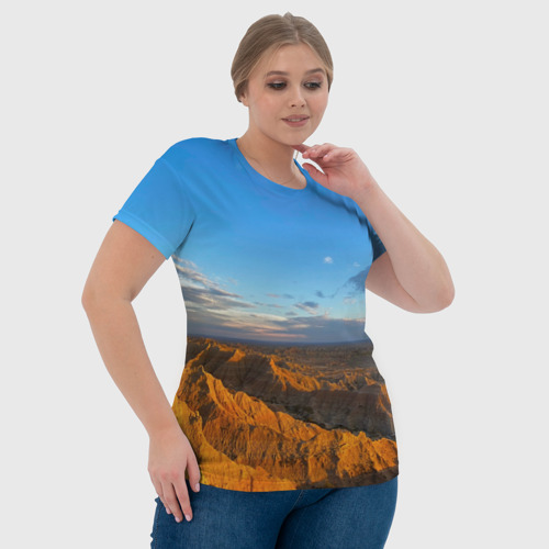 Женская футболка 3D с принтом Скалы и пустыня днём, фото #4
