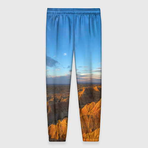 Женские брюки 3D с принтом Скалы и пустыня днём, вид сзади #1