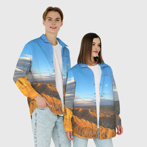 Женская рубашка oversize 3D с принтом Скалы и пустыня днём, фото #4
