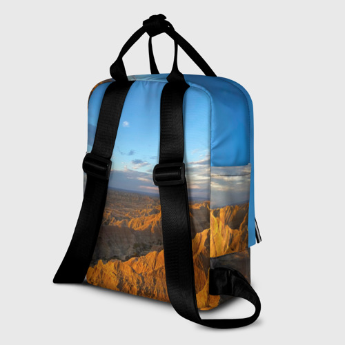 Женский рюкзак 3D с принтом Скалы и пустыня днём, вид сзади #1