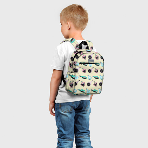 Детский рюкзак 3D с принтом Бутылочки в стиле 90-х - паттерн, фото на моделе #1