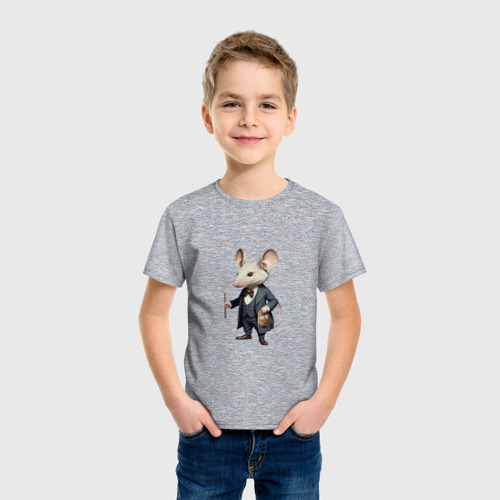 Детская футболка хлопок Офисная мышь, цвет меланж - фото 3