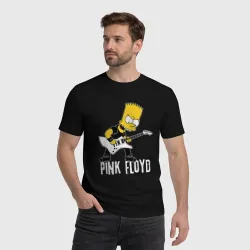 Мужская футболка хлопок Pink Floyd Барт Симпсон рокер - фото 2