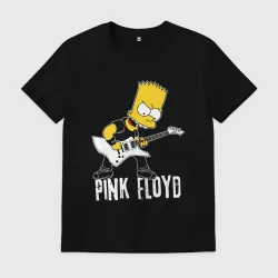 Мужская футболка хлопок Pink Floyd Барт Симпсон рокер