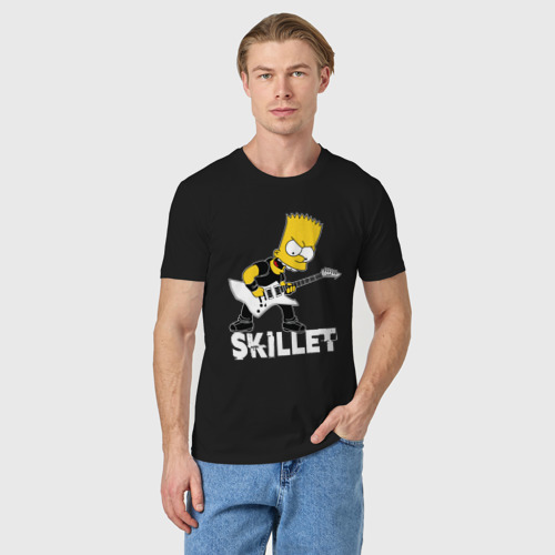 Мужская футболка хлопок Skillet Барт Симпсон рокер, цвет черный - фото 3