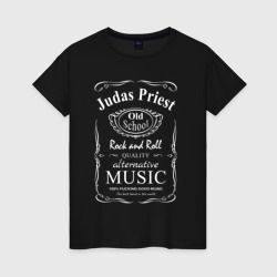 Женская футболка хлопок Judas Priest в стиле Jack Daniels