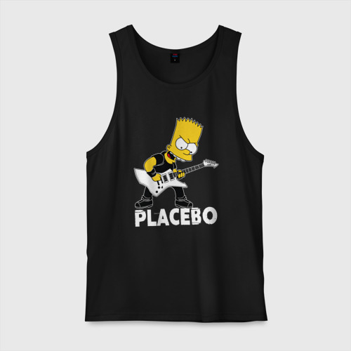 Мужская майка хлопок Placebo Барт Симпсон рокер, цвет черный