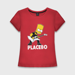 Женская футболка хлопок Slim Placebo Барт Симпсон рокер