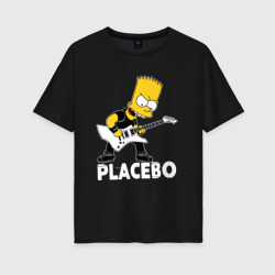 Женская футболка хлопок Oversize Placebo Барт Симпсон рокер