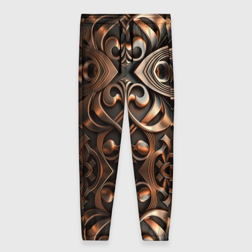 Женские брюки 3D с принтом Золотой узор - паттерн, вид спереди #2