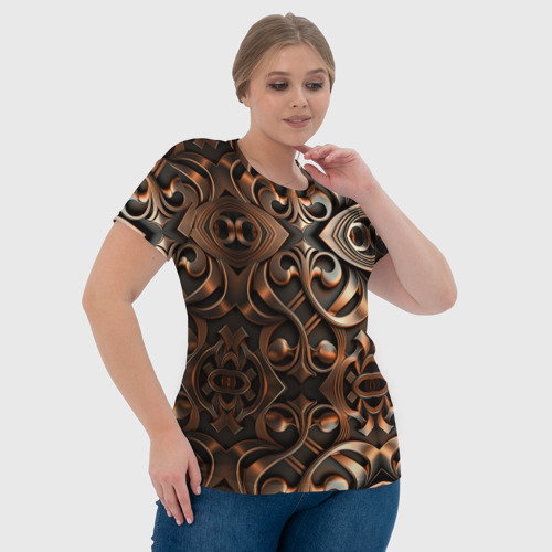 Женская футболка 3D с принтом Золотой узор - паттерн, фото #4