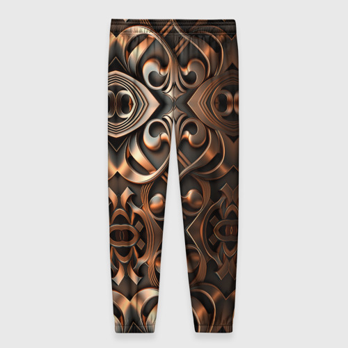 Женские брюки 3D с принтом Золотой узор - паттерн, вид сзади #1