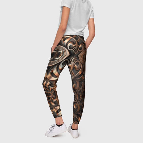 Женские брюки 3D с принтом Золотой узор - паттерн, вид сзади #2