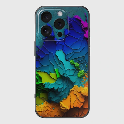 Чехол для iPhone 16 Pro Max силиконовый с защитой камеры Взрыв красок