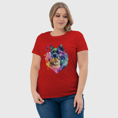 Женская футболка хлопок с принтом Любовь к животным, фото #4