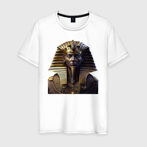 Мужская футболка из хлопка с принтом Египетский фараон, вид спереди №1