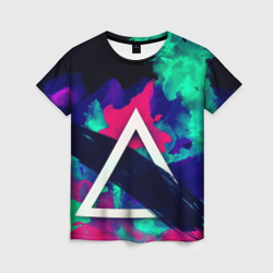 Женская футболка 3D Треугольник в разноцветном дыму