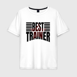 Мужская футболка хлопок Oversize Best trainer надпись с полосами