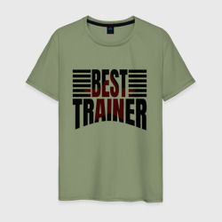 Best trainer надпись с полосами – Мужская футболка хлопок с принтом купить со скидкой в -20%