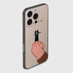 Чехол для iPhone 16 Pro Max силиконовый с защитой камеры Котик с ножиком и средний палец - haters gonna hate - фото 2
