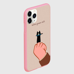 Чехол для iPhone 11 Pro Max матовый Котик с ножиком и средний палец - haters gonna hate - фото 2
