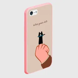 Чехол для iPhone 5/5S матовый Котик с ножиком и средний палец - haters gonna hate - фото 2