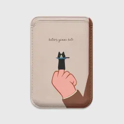 Картхолдер Magsafe магнитный Котик с ножиком и средний палец - haters gonna hate