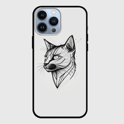 Чехол для iPhone 13 Pro Max с принтом Арт белая кошка, вид спереди #2
