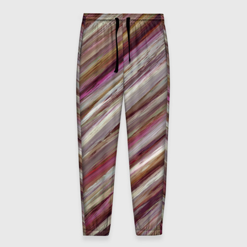 Мужские брюки 3D с принтом Полосы цвета с текстурой планеты, вид спереди #2