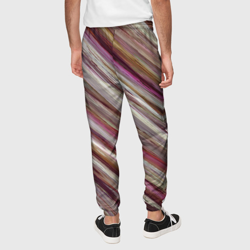 Мужские брюки 3D с принтом Полосы цвета с текстурой планеты, вид сзади #2