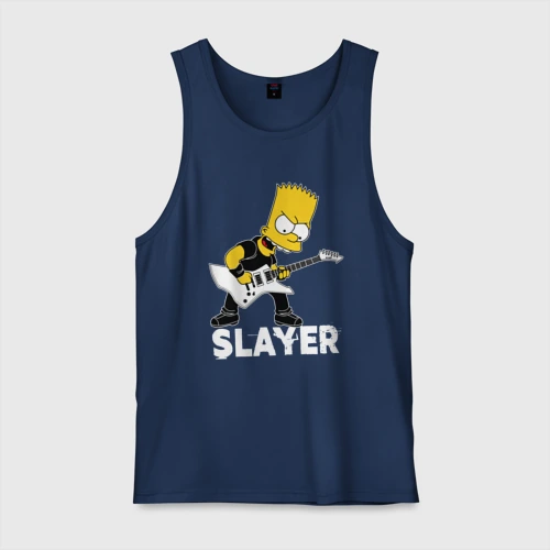 Мужская майка хлопок Slayer Барт Симпсон рокер