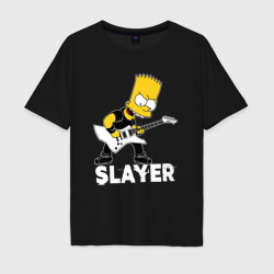 Мужская футболка хлопок Oversize Slayer Барт Симпсон рокер