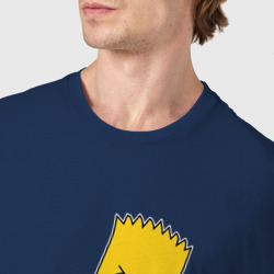 Футболка с принтом Slayer Барт Симпсон рокер для мужчины, вид на модели спереди №4. Цвет основы: темно-синий