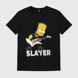 Мужская футболка хлопок Slayer Барт Симпсон рокер