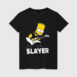 Женская футболка хлопок Slayer Барт Симпсон рокер